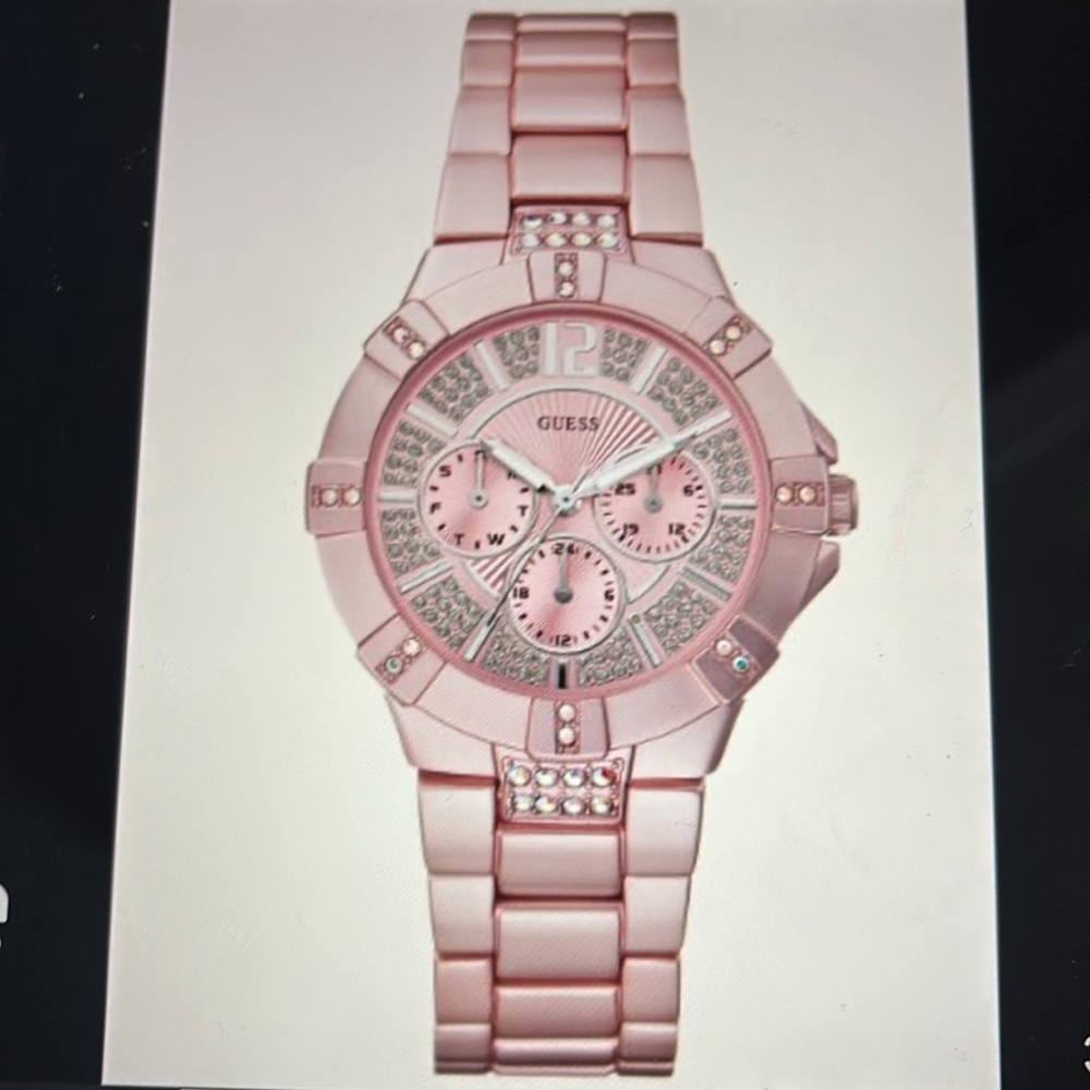 Guess WaterPro Dazzling Sport Pink Crystal Chronograph Bracelet Watch